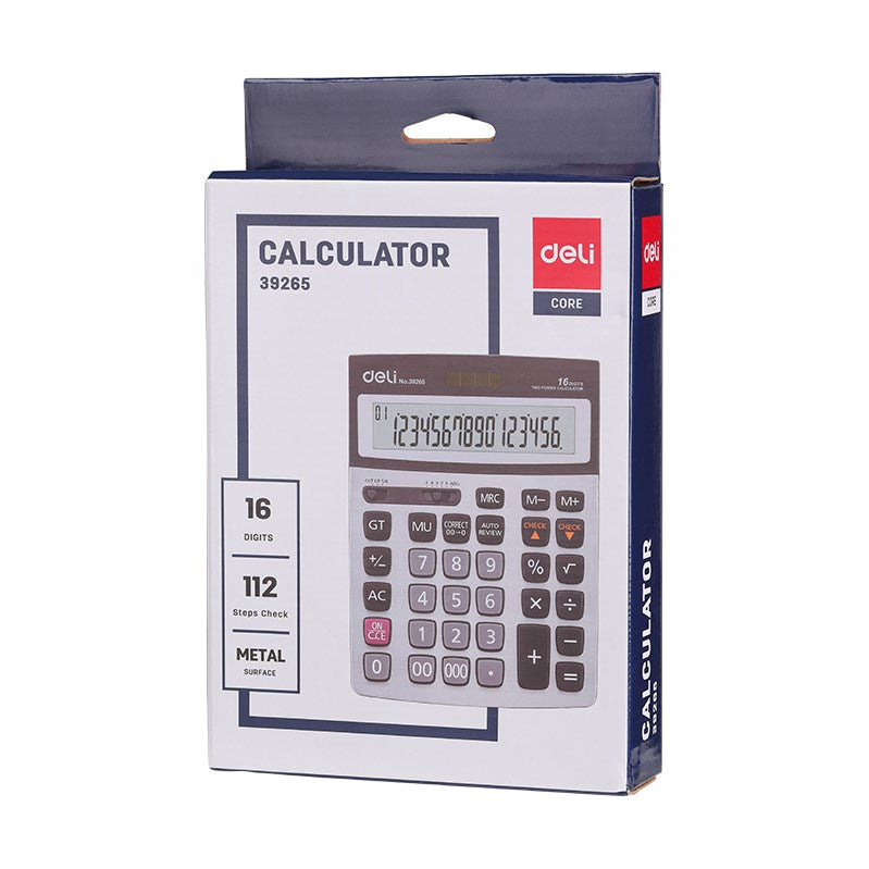 Deli Core Series E39265 Metal Surface 16-Digits Desktop Calculator