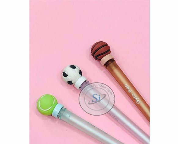 Rolling Fancy Gel Pen with Moveable Football, Basketball, Cricket Ball for Boys (3 Pcs)