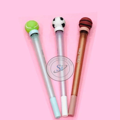 Rolling Fancy Gel Pen with Moveable Football, Basketball, Cricket Ball for Boys (3 Pcs)