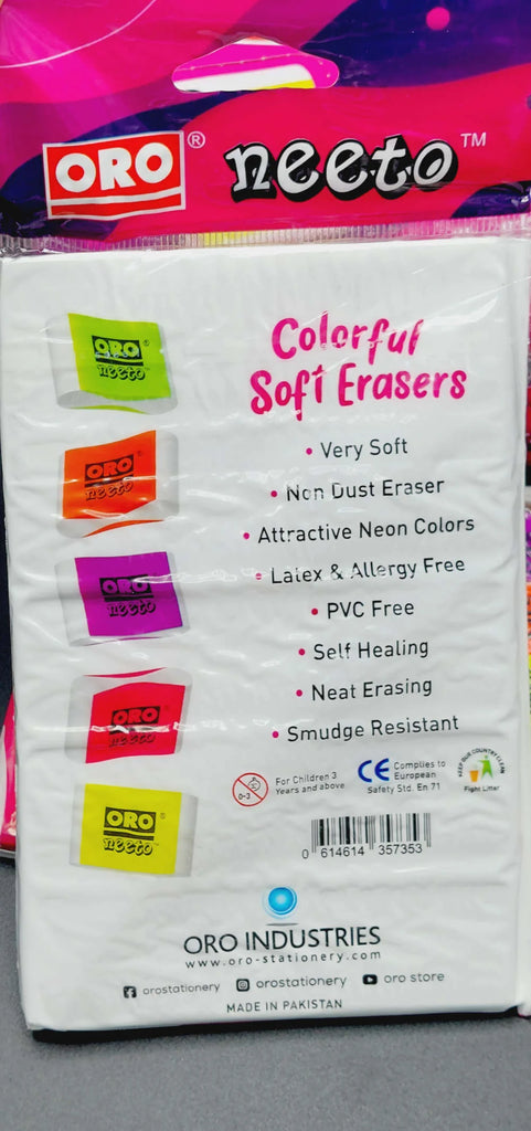 Oro Neeto Colorful Soft Erasers For Kids