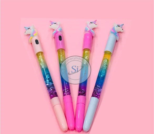 Unicorn Gel Pen with LED light & Water Filled Glitter (1Pcs)