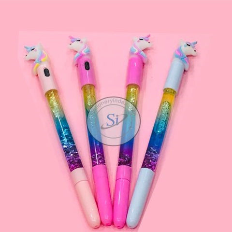 Unicorn Gel Pen with LED light & Water Filled Glitter (1Pcs)