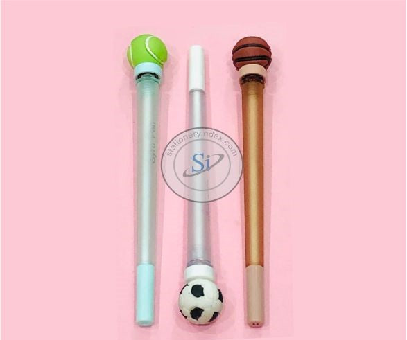 Rolling Fancy Gel Pen with Moveable Football, Basketball, Cricket Ball for Boys (3 Pcs)