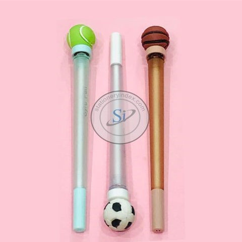 Rolling Fancy Gel Pen with Moveable Football, Basketball, Cricket Ball for Boys (3 Pcs)